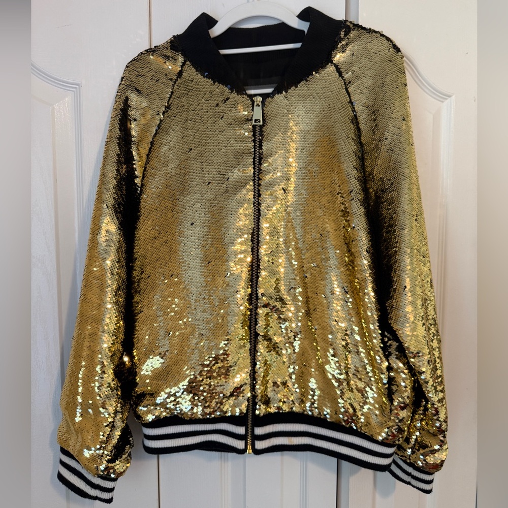 Dolce Cabo Shimmering Gold Bomber Jacket
